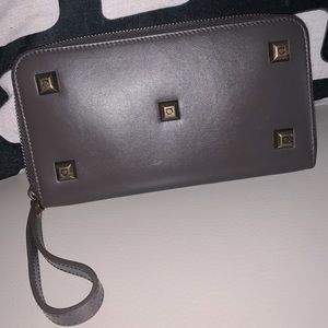 Salvatore Ferragamo taupe wristlet